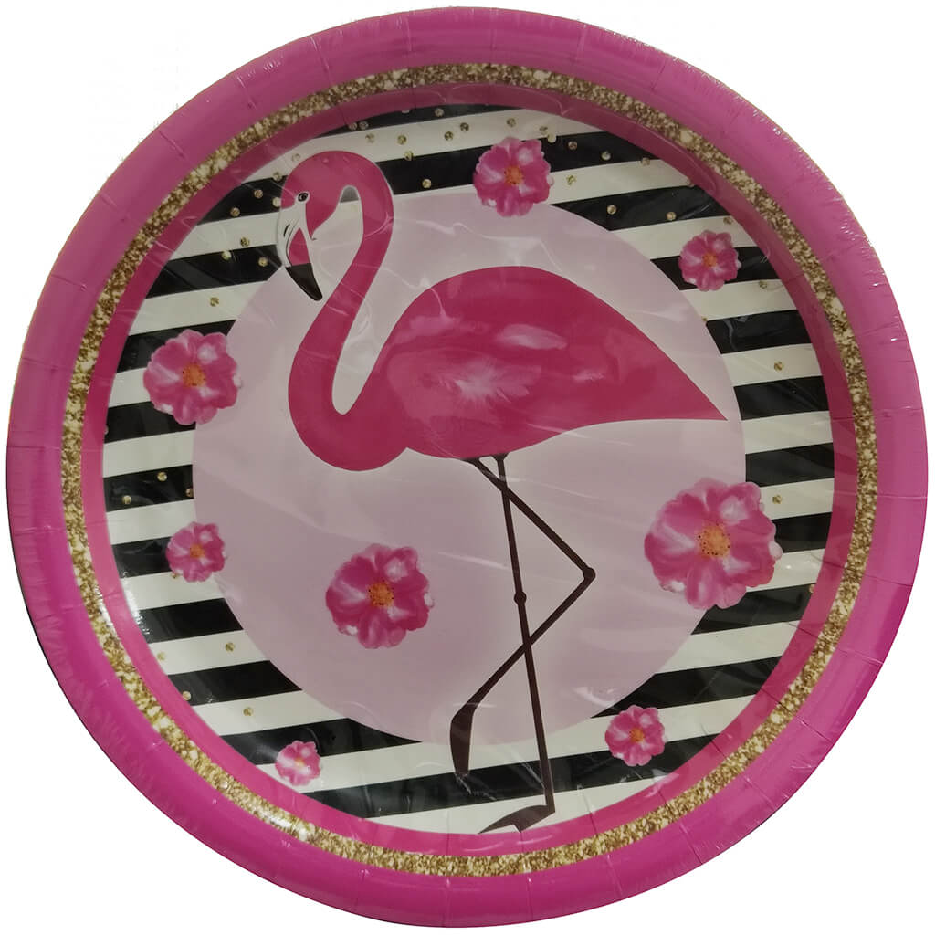 Flamingo Dinner Plates 8pc, 9in