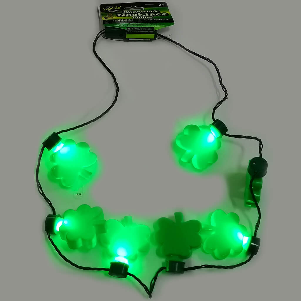 St. Patricks Lite Up Shamrock Neck