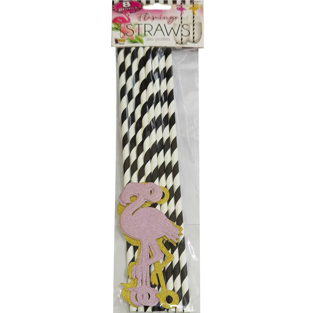 Diamond Flamingo Straws 8pc