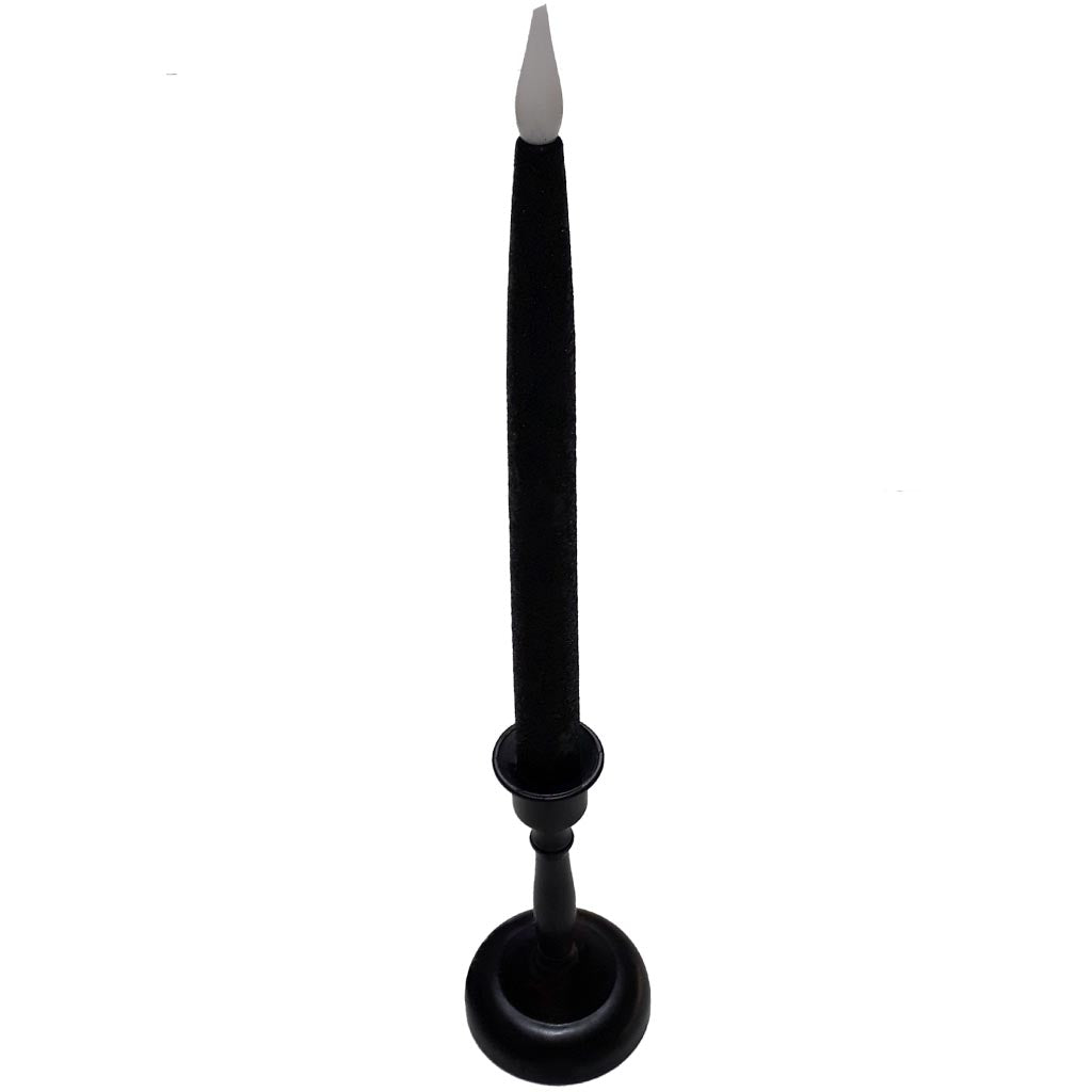 Led Tapered Candle with Holder Black