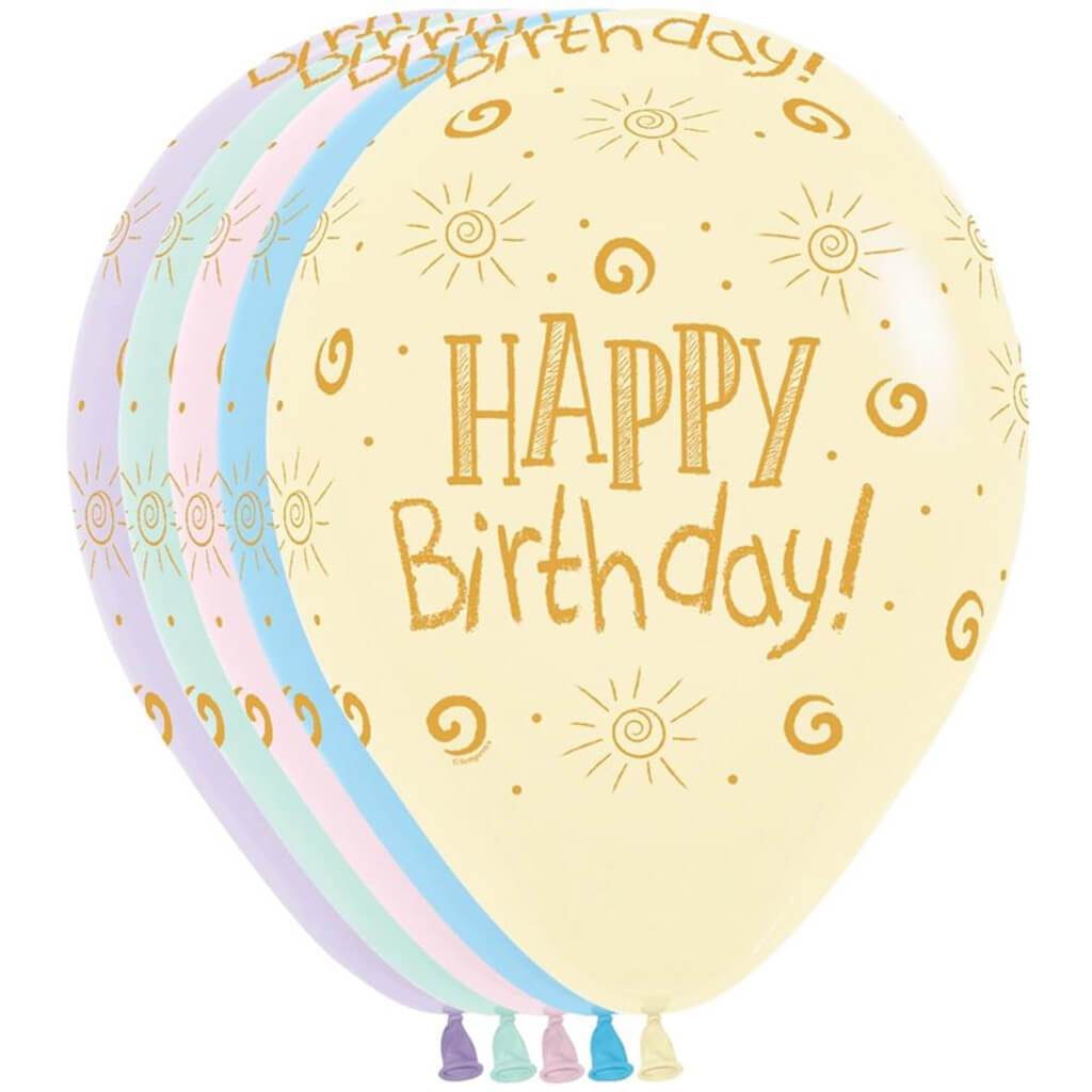 Birthday Pastel Matte Assortment Latex Balloon, 11in