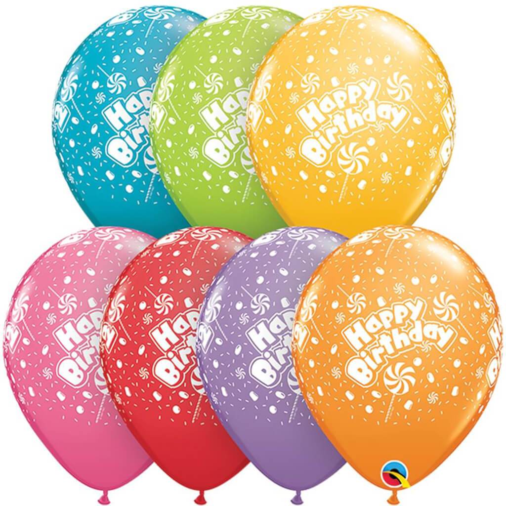 Happy Birthday Candy Around Assorted Latex Balloon 11in