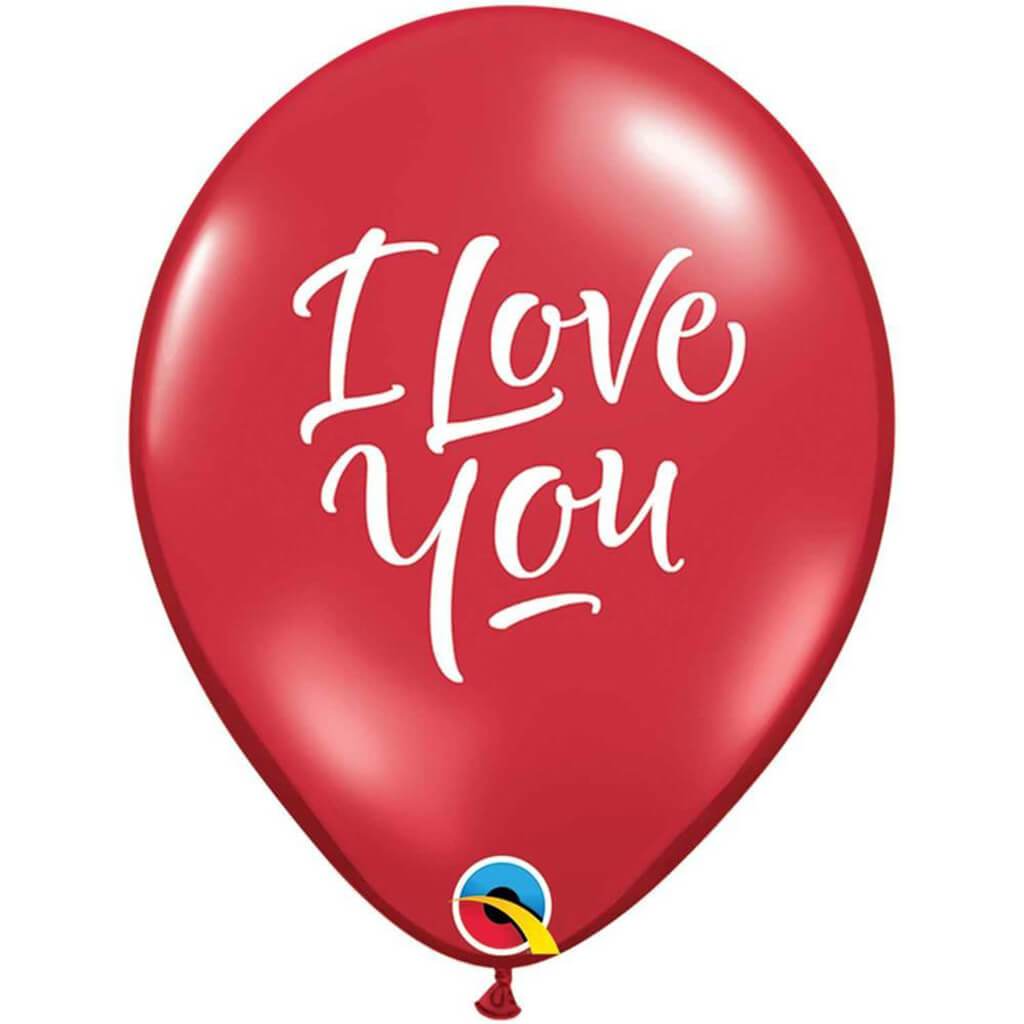 I Love You Script Red Latex Balloon, 11in