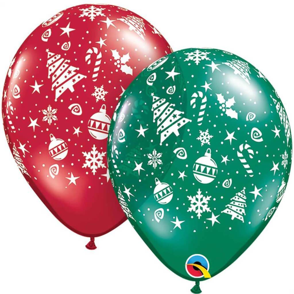 Christmas Tree Red Green Latex Balloon, 11in