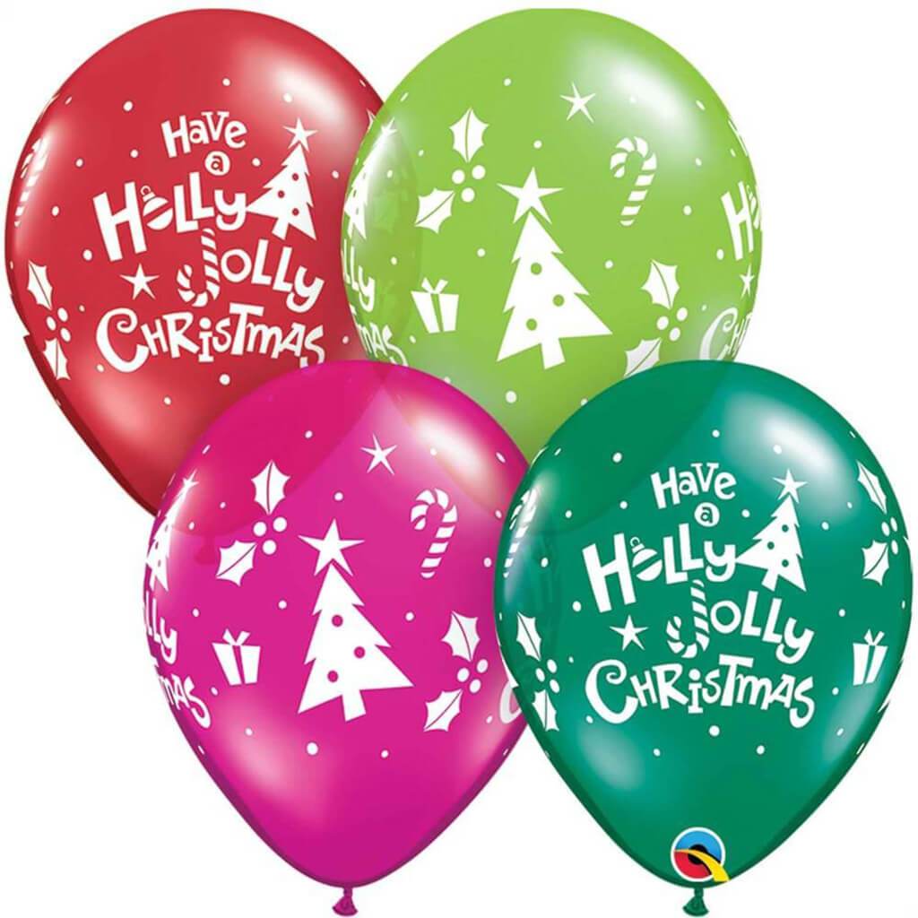 Holly Jolly Christmas Latex Balloon, 11in