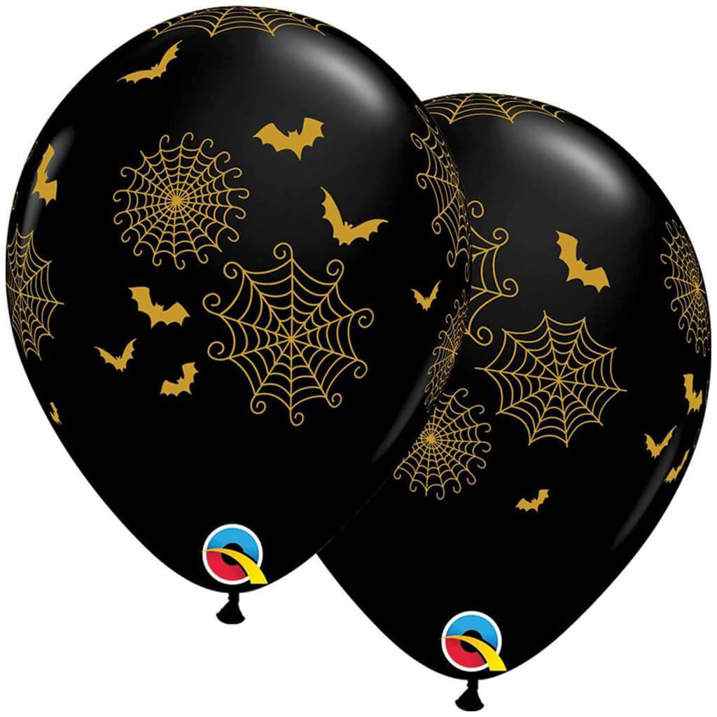 Spider Webs &amp; Bats Latex Balloons 11in