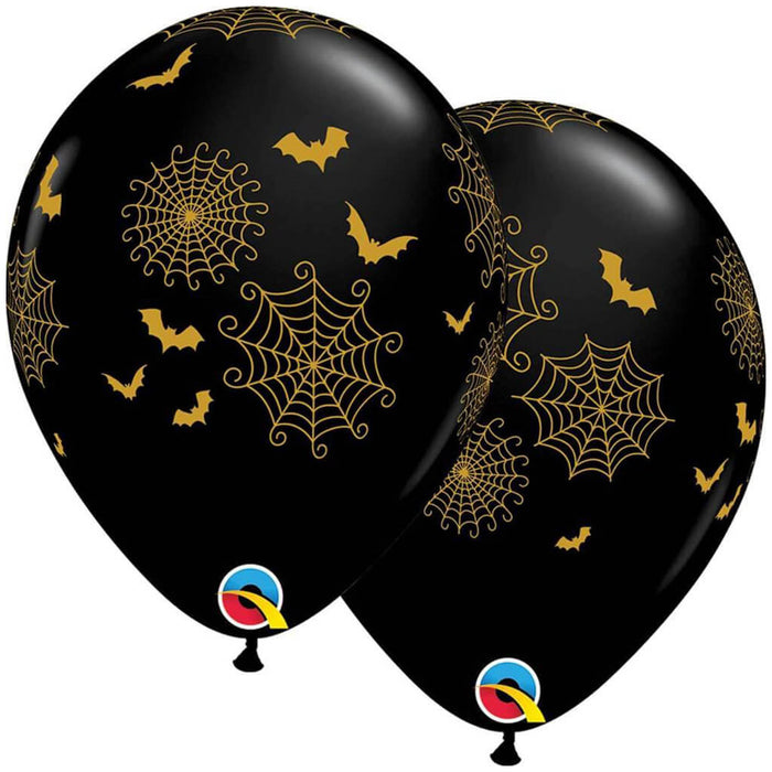 Spider Webs & Bats Latex Balloons 11in