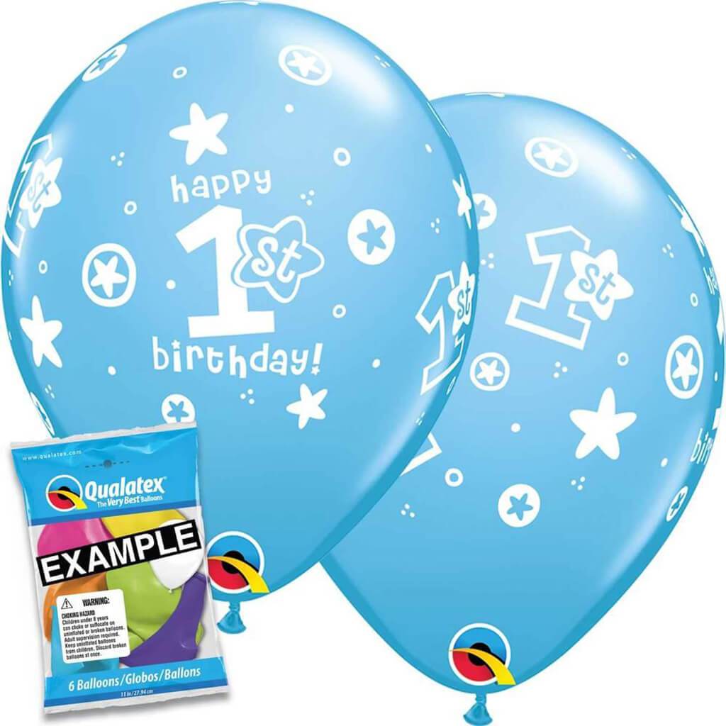 Happy 1st Birthday Boy Blue Latex Balloon