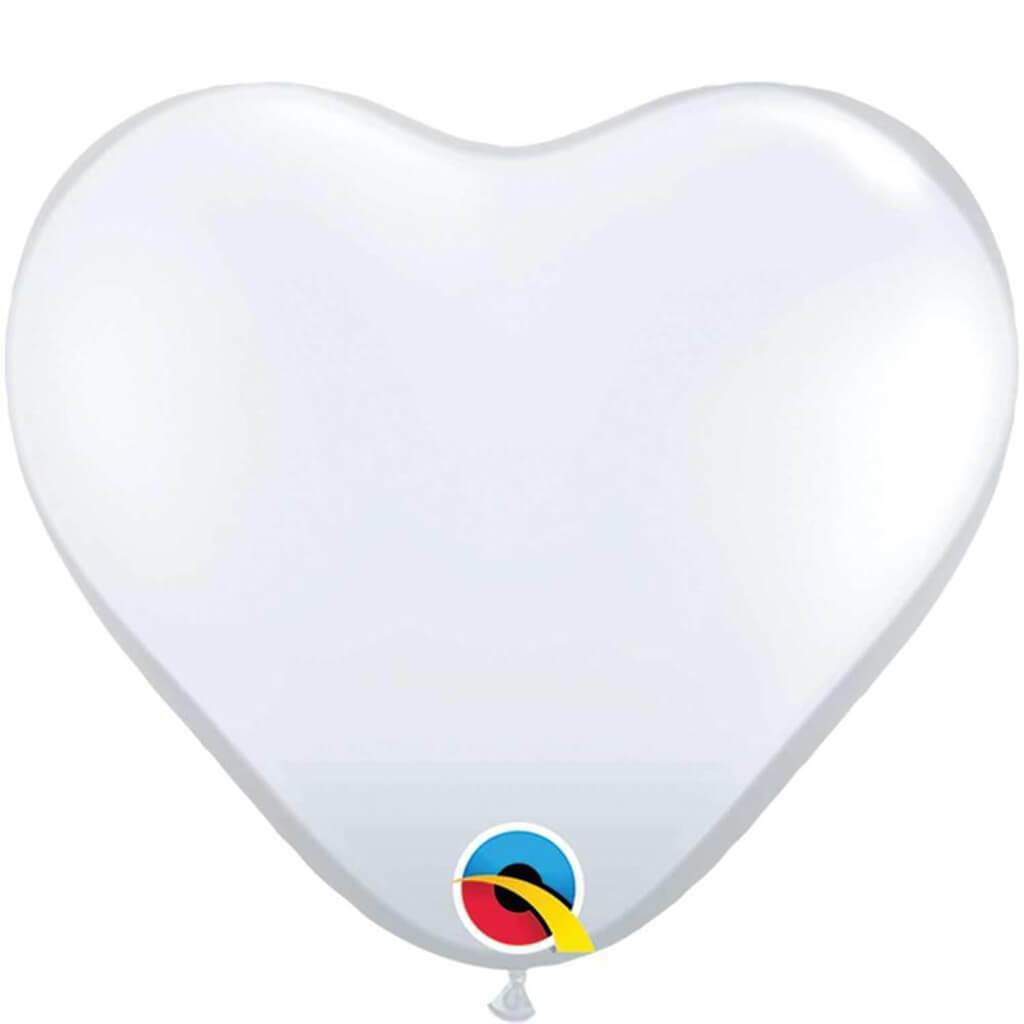 Diamond Clear Heart Latex Balloon, 11in