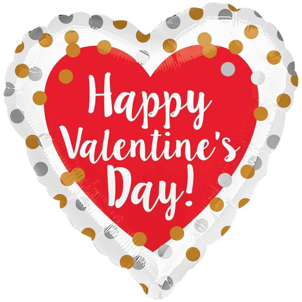 Valentine's Gold Silver 18in Foil Balloon