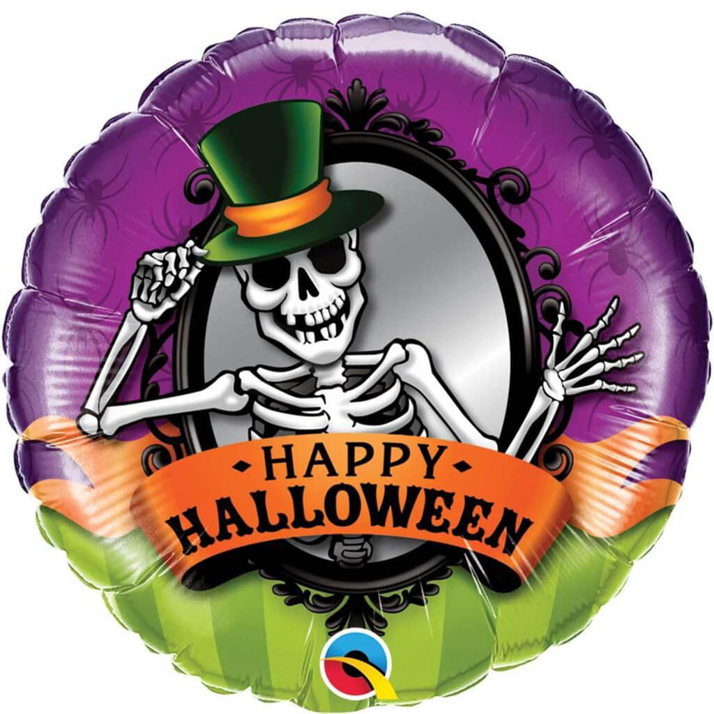 Happy Halloween Skeleton Mirror Foil Balloon 18in