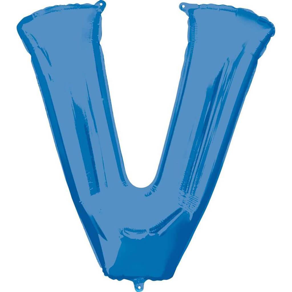 Foil Balloon Letter V 34in Blue