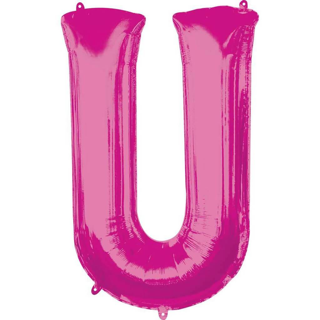 Foil Balloon Letter U 34in Pink