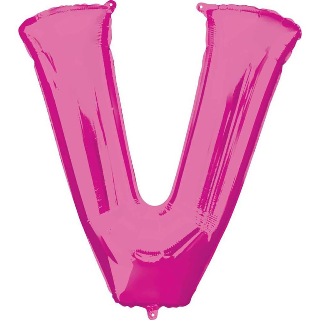 Foil Balloon Letter V 34in Pink