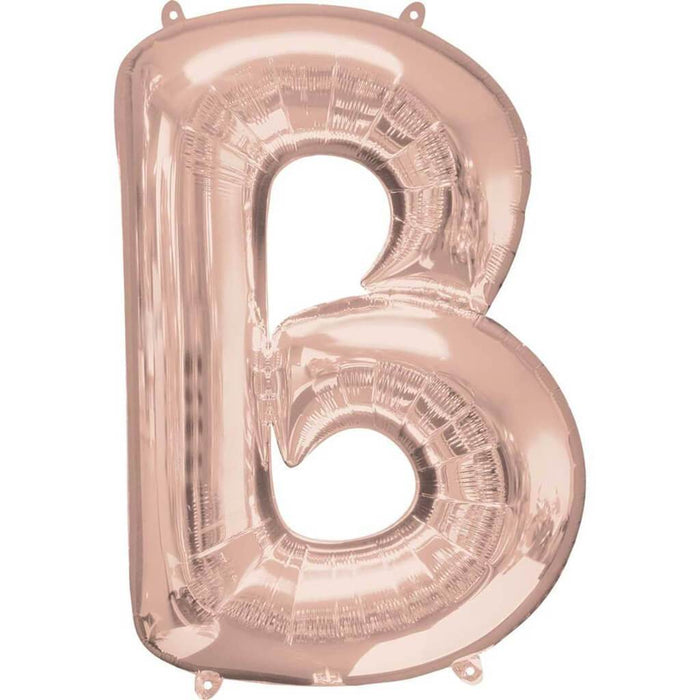 Foil Balloon Letter B 34in, Rose Gold