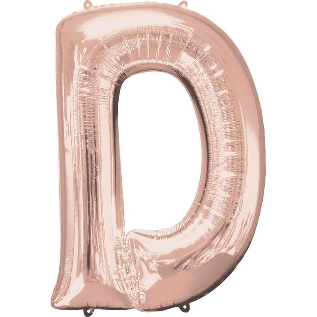 Foil Balloon Letter D 34in, Rose Gold