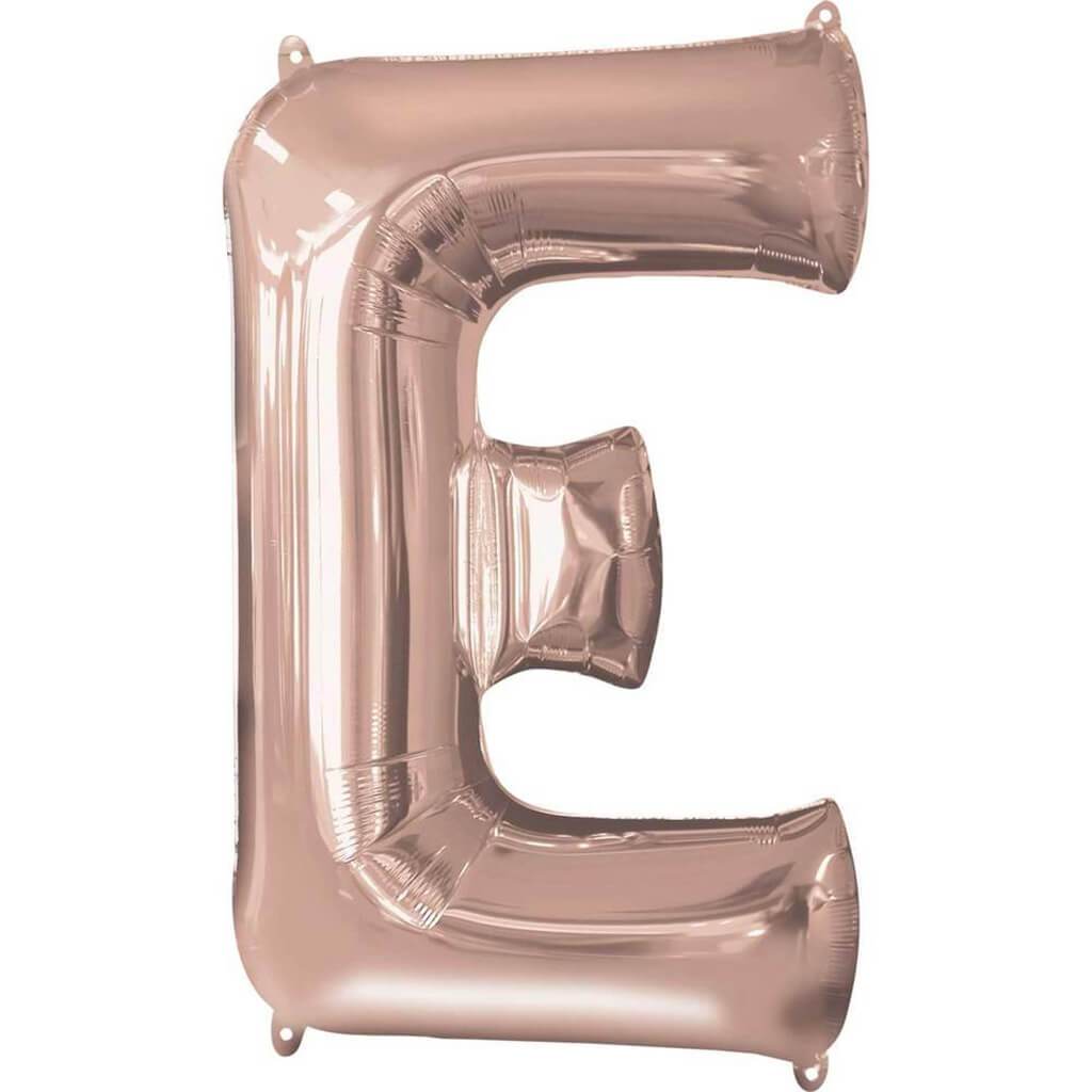 Foil Balloon Letter E 34in, Rose Gold