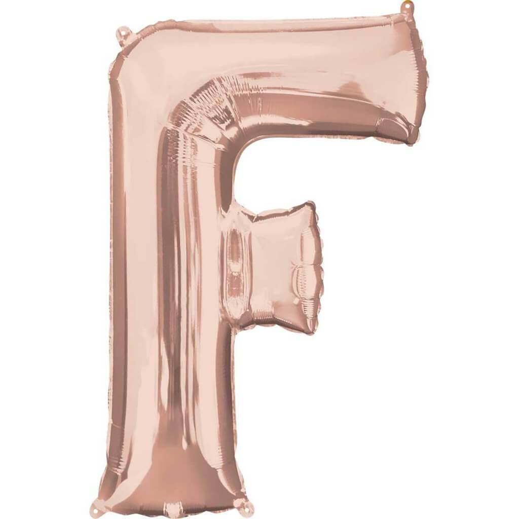 Foil Balloon Letter F 34in, Rose Gold