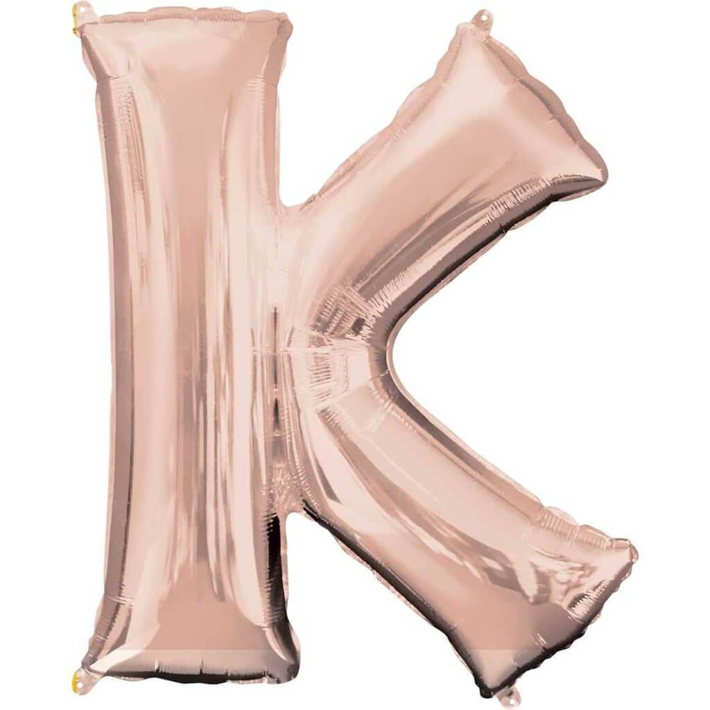 Foil Balloon Letter K 34in, Rose Gold