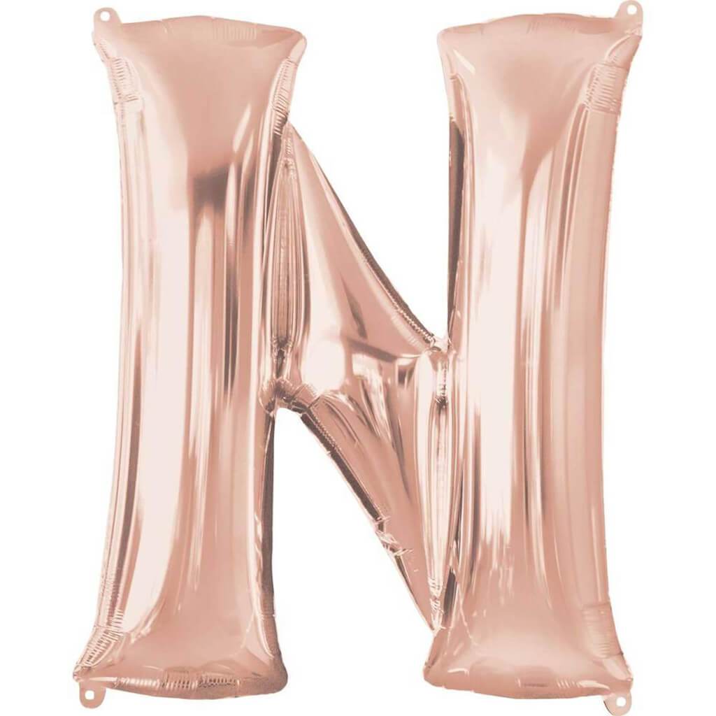 Foil Balloon Letter N 34in, Rose Gold