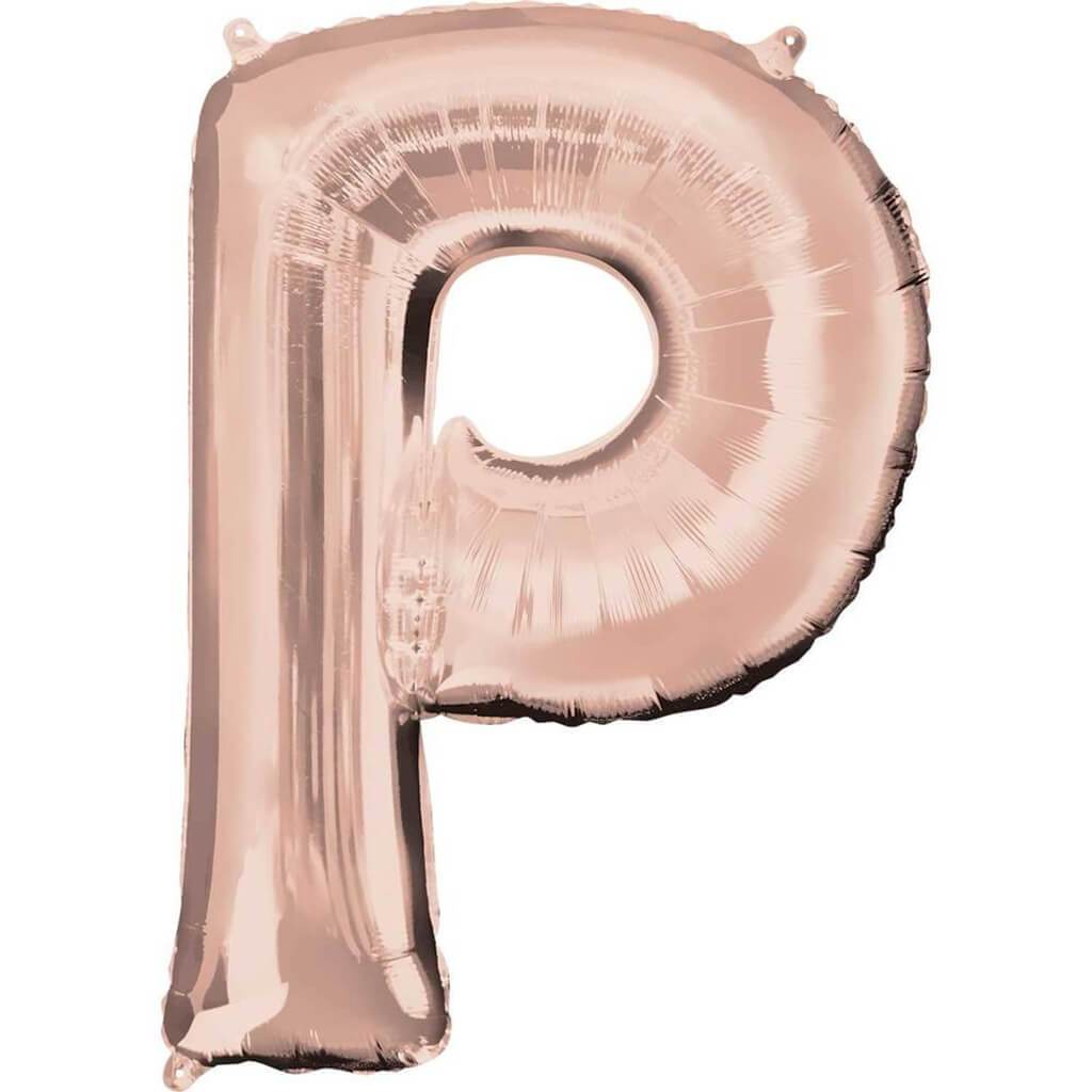 Foil Balloon Letter P 34in, Rose Gold