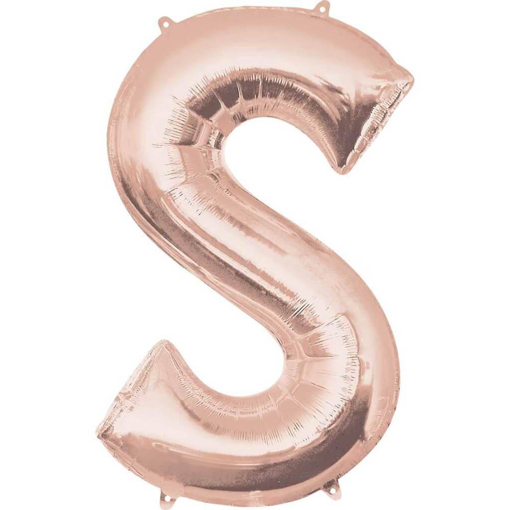 Foil Balloon Letter S 34in, Rose Gold