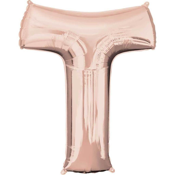 Foil Balloon Letter T 34in, Rose Gold