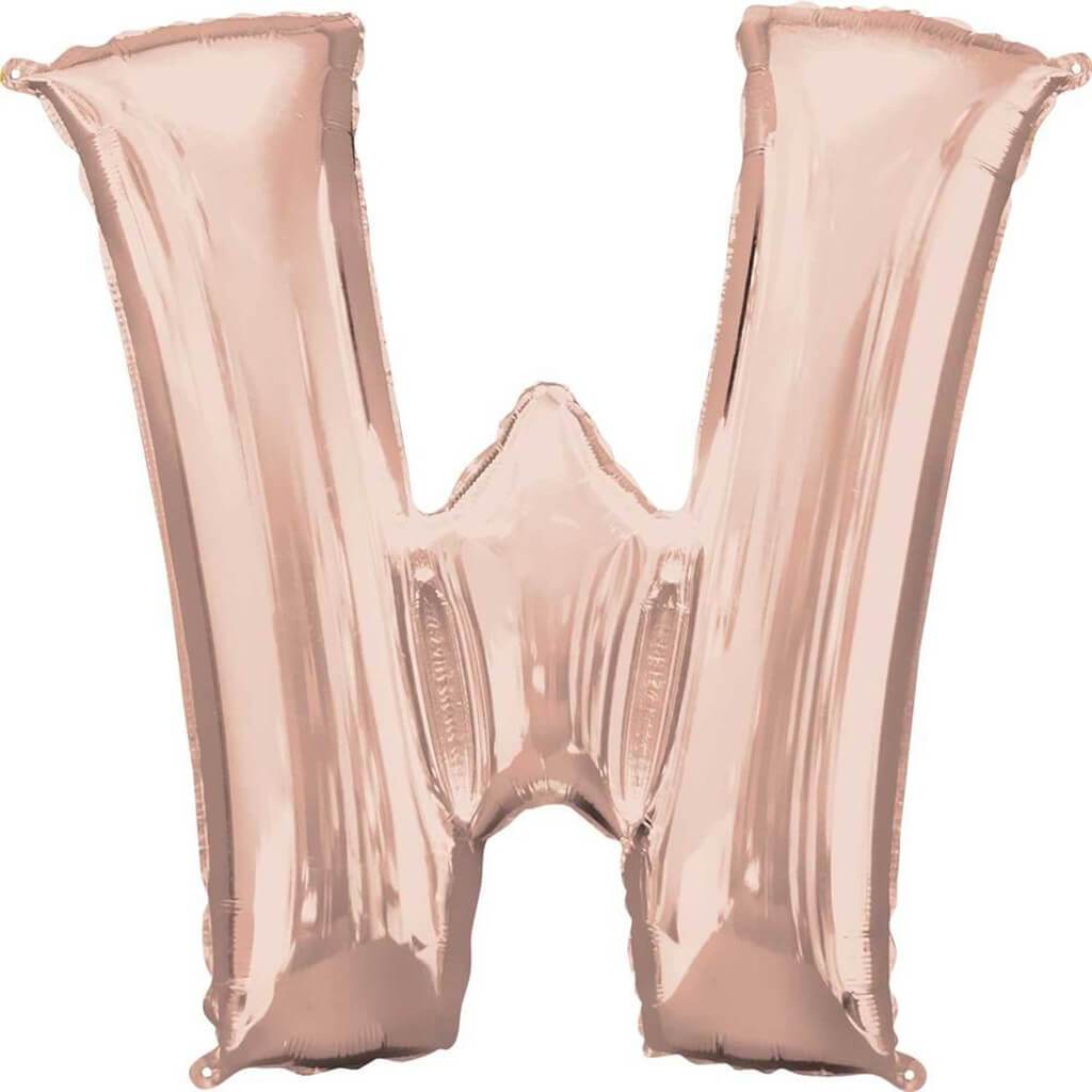 Foil Balloon Letter W 34in, Rose Gold