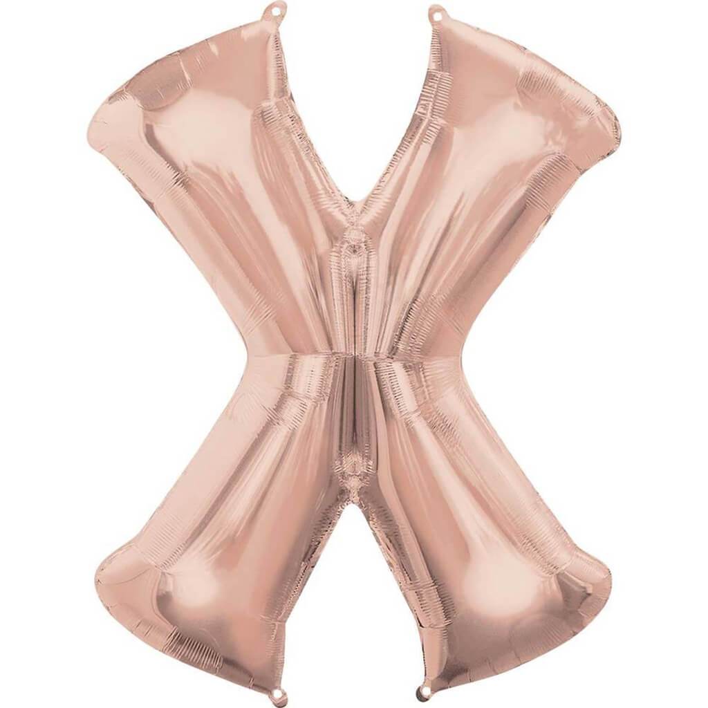 Foil Balloon Letter X 34in, Rose Gold