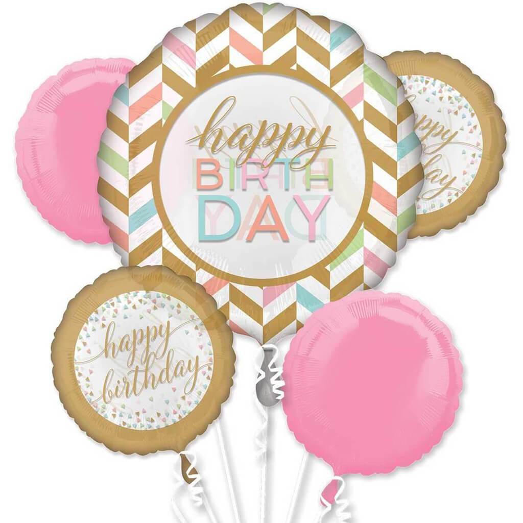 Happy Birthday Pastel Confetti Balloon Bouquet