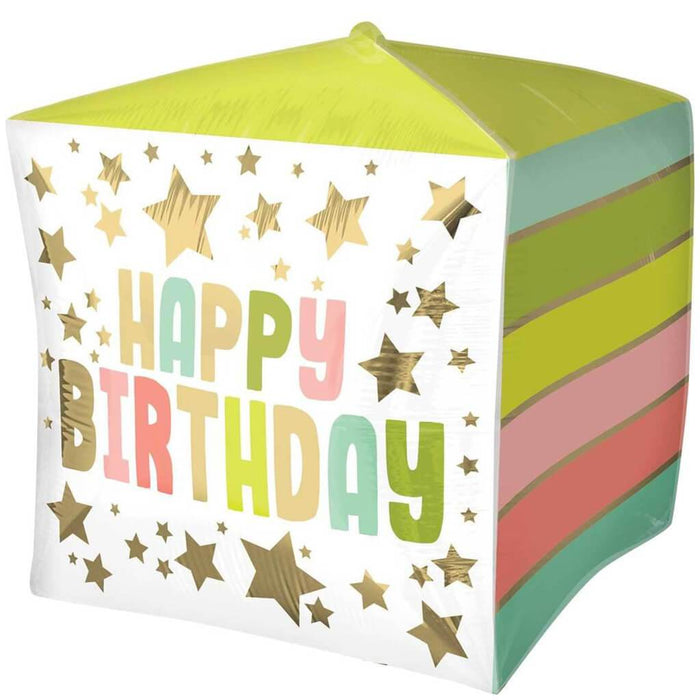 Happy Birthday Gold Stars and Color Cubes, 15in