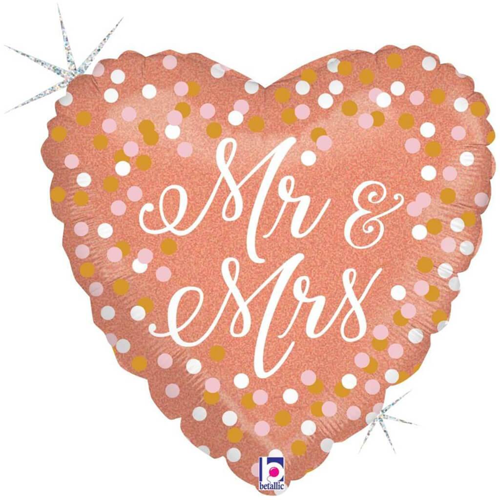 Rose Gold Mr &amp; Mrs Foil Balloon, 18in