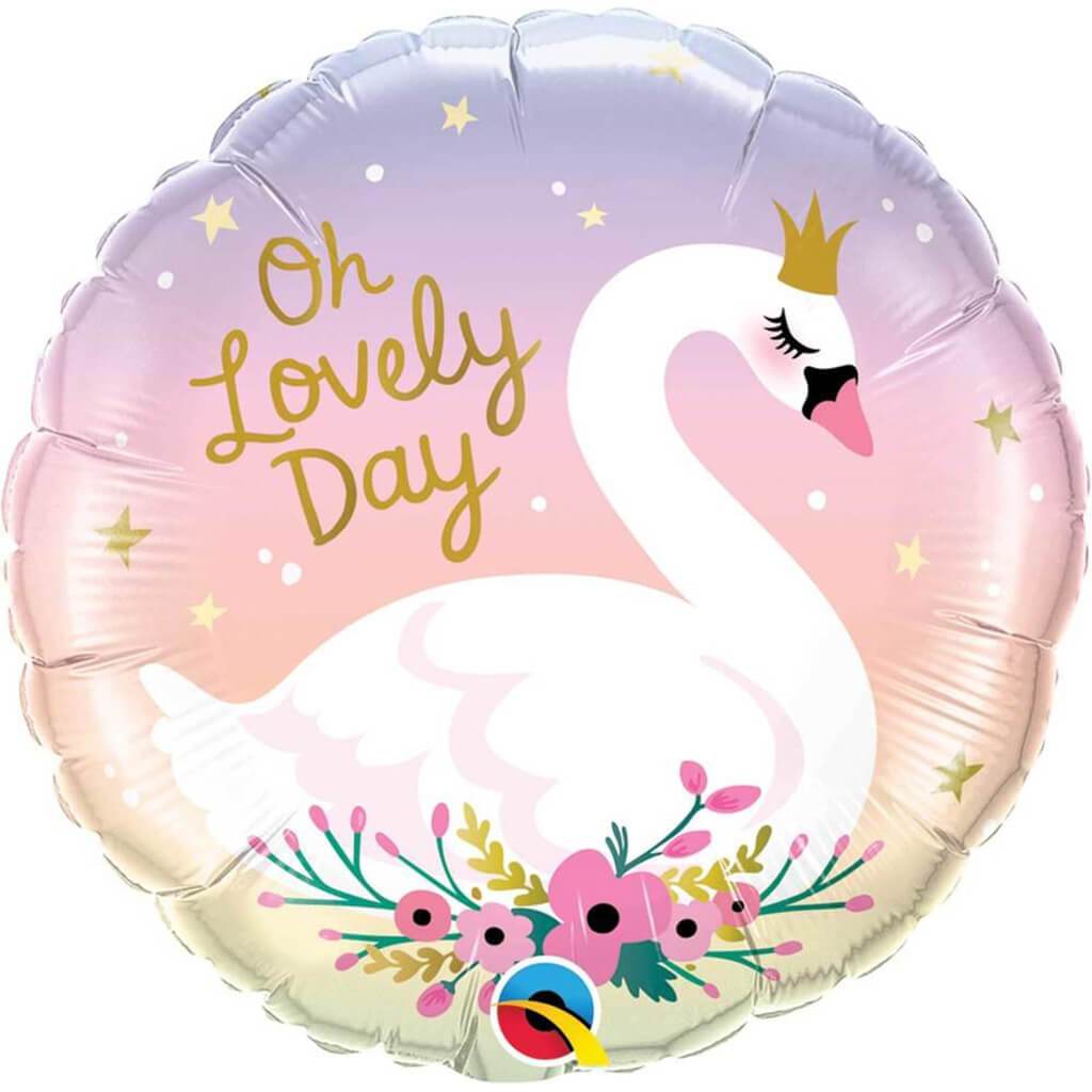 Oh Lovely Day Swan Foil Balloon, 18in