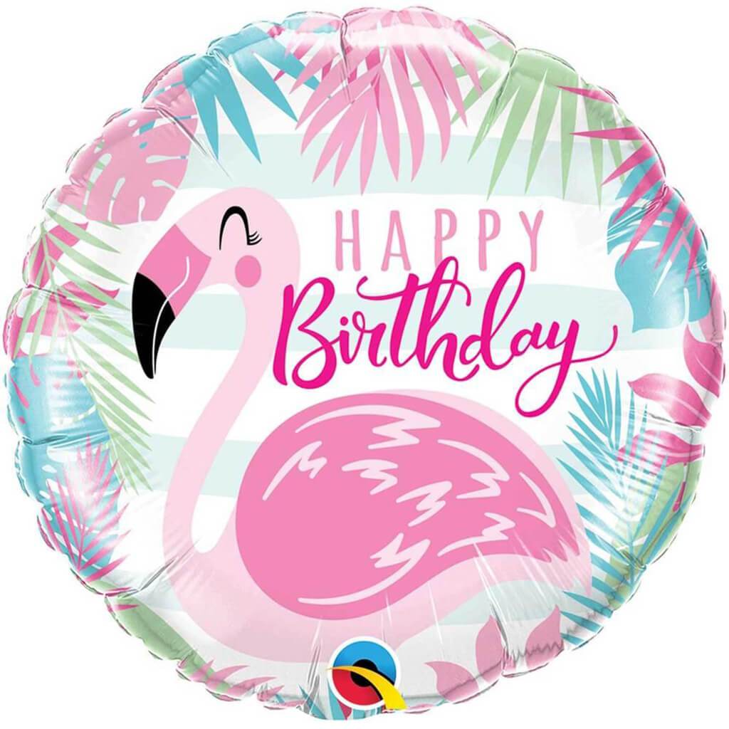 Birthday Pink Flamingo Foil Balloon, 18in