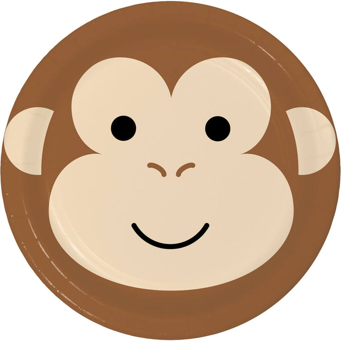 Animal Faces Monkey Dinner Plates 8ct