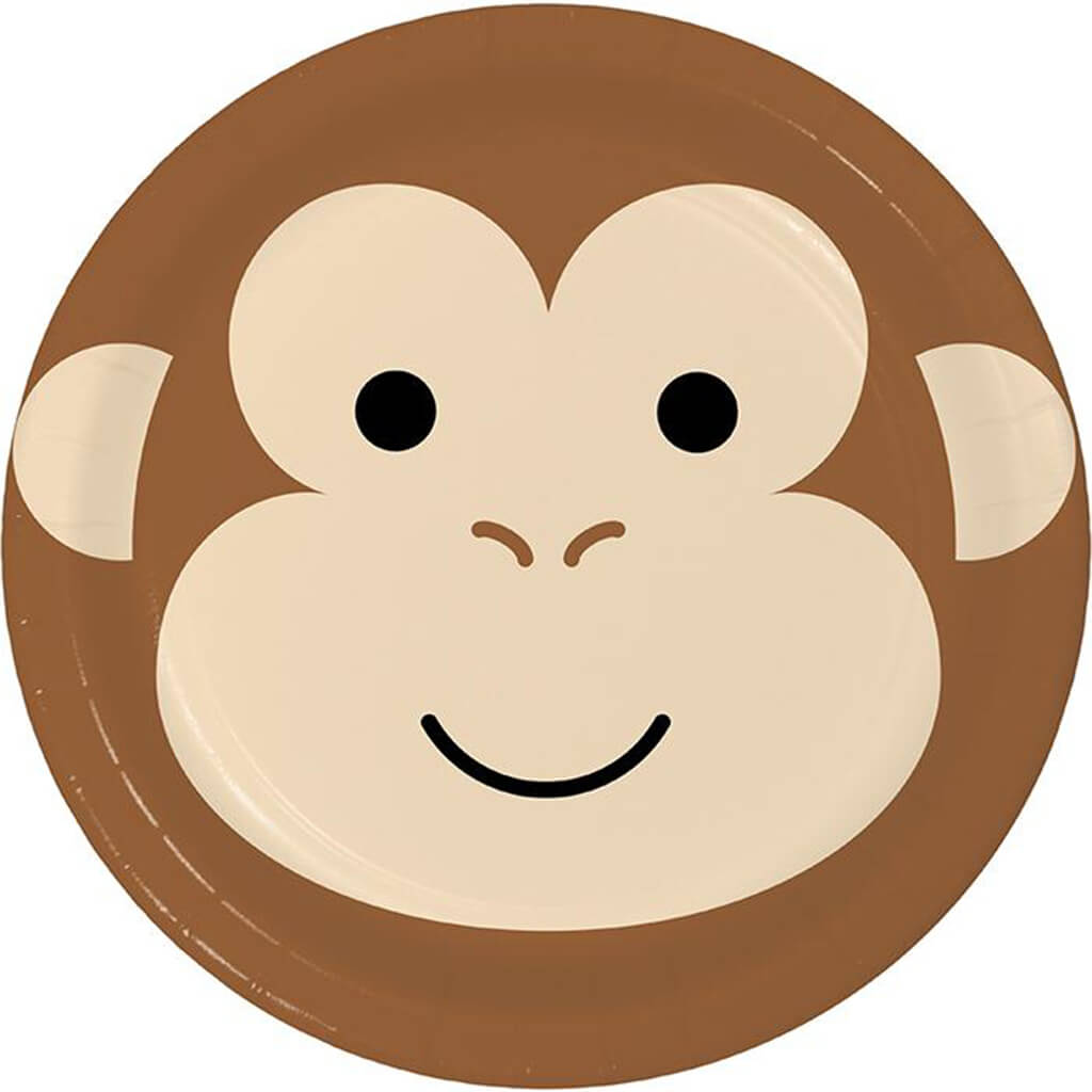 Animal Faces Monkey Dessert Plates 8ct