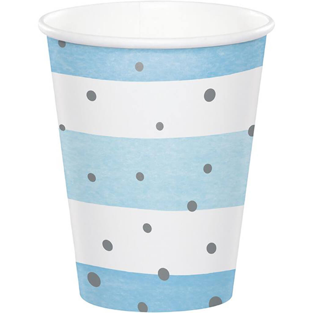 Blue and Silver Celebration Cups 8ct 9oz