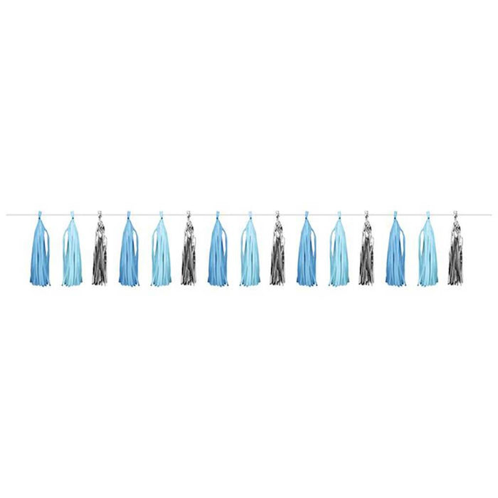 Blue and Silver Celebration Tassel Garland