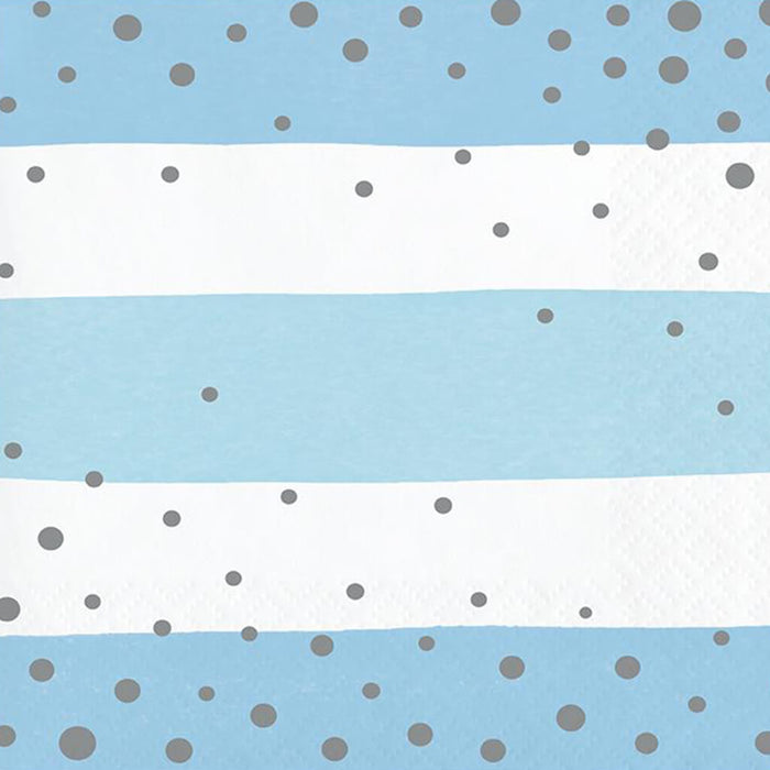 Blue and Silver Celebration Beverage Napkins 16ct