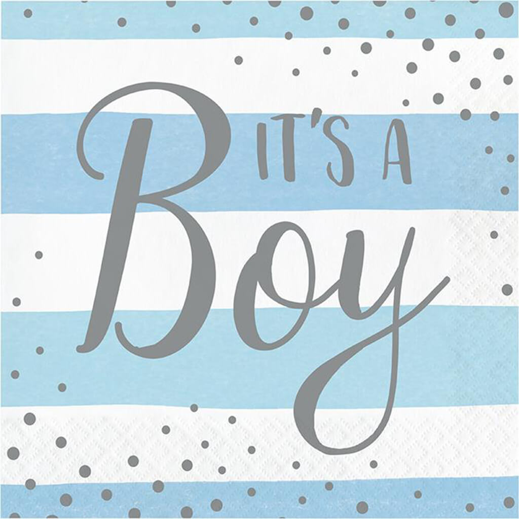 Blue and Silver Celebration It&#39;s a Boy Luncheon Napkins