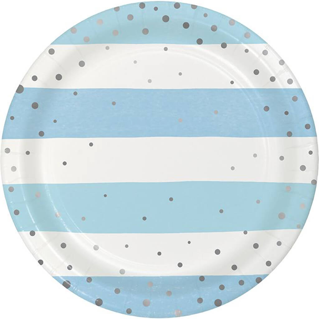 Blue and Silver Celebration Dessert Plates 8ct