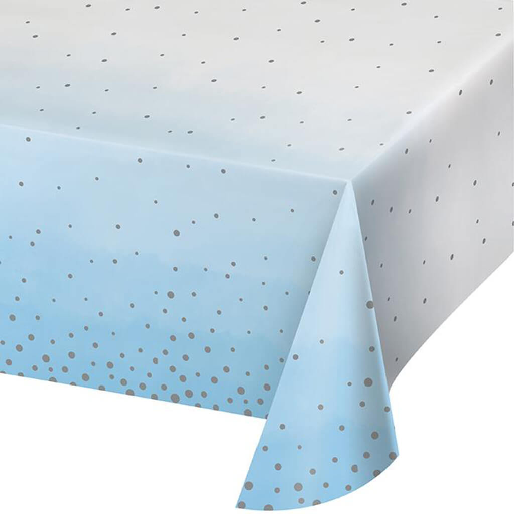 Blue and Silver Celebration Paper Tablecloths  54 x 102