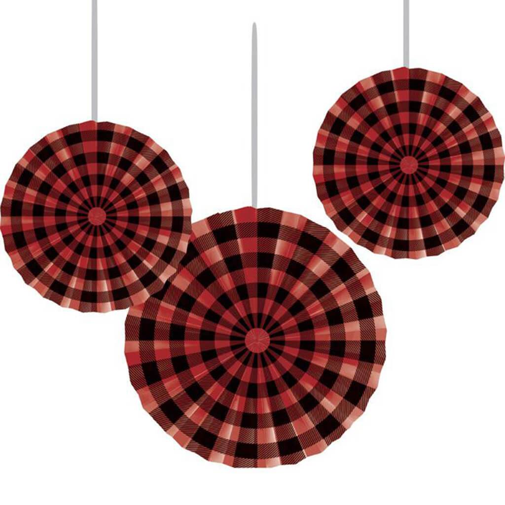 Buffalo Plaid Fans Pr 16in 12in 10in