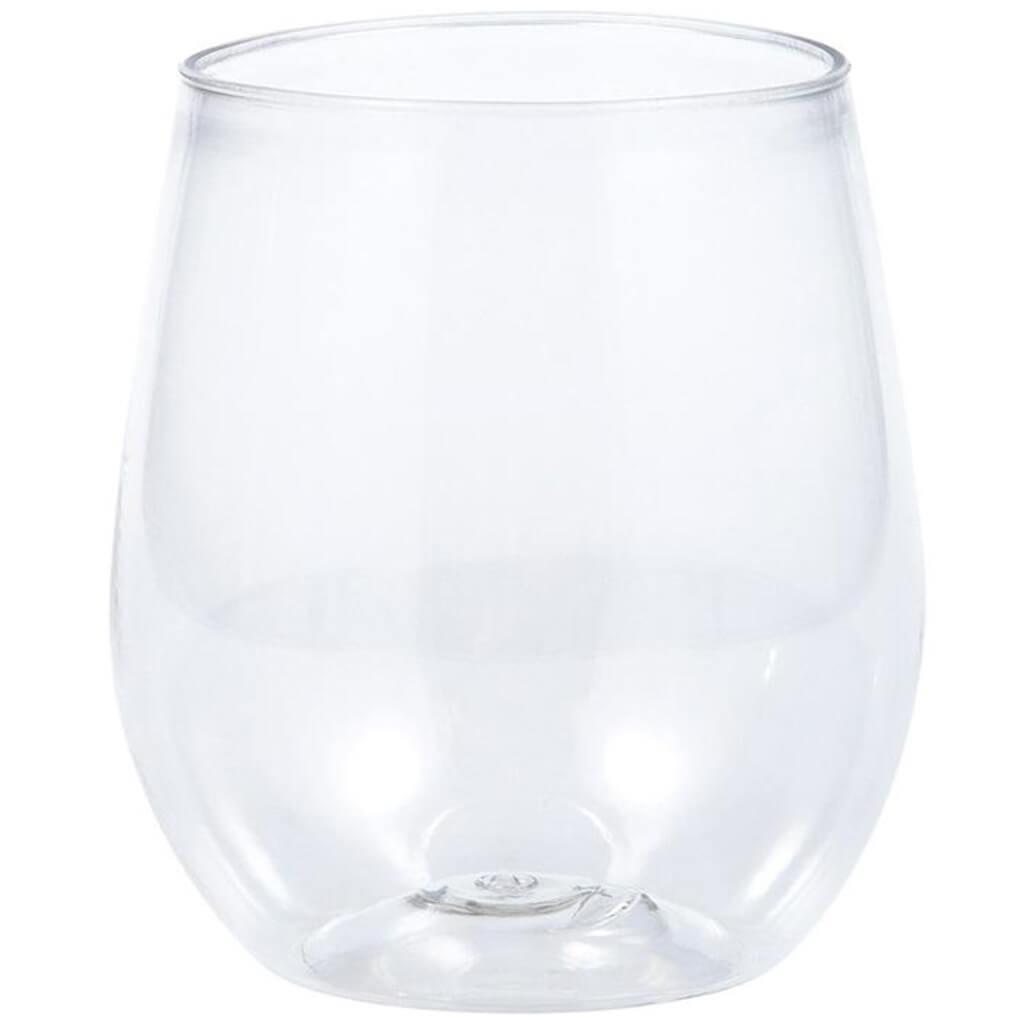 Clear Plastic Stemless Wine Glasses 14oz