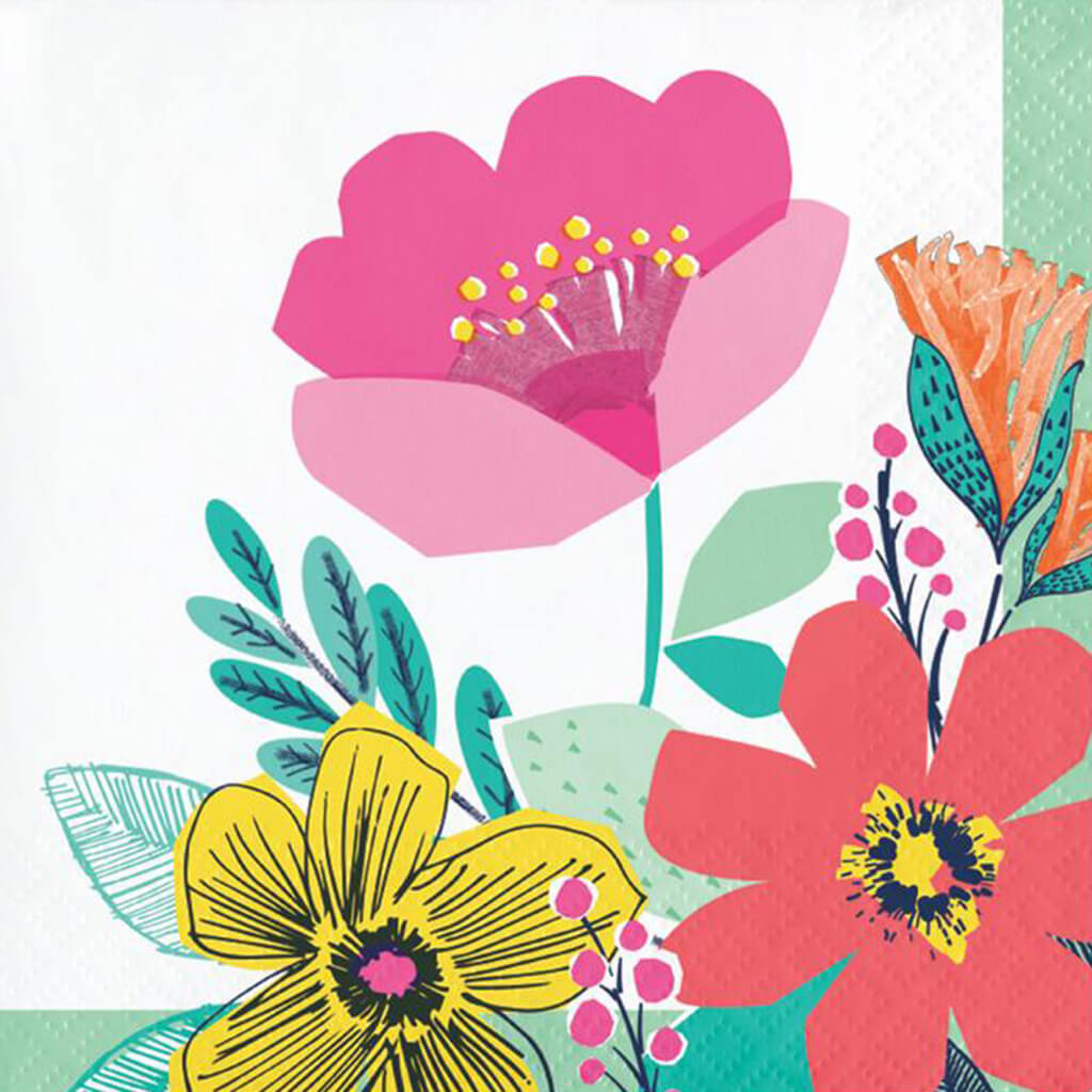 Modern Florals Beverage Napkins 8ct