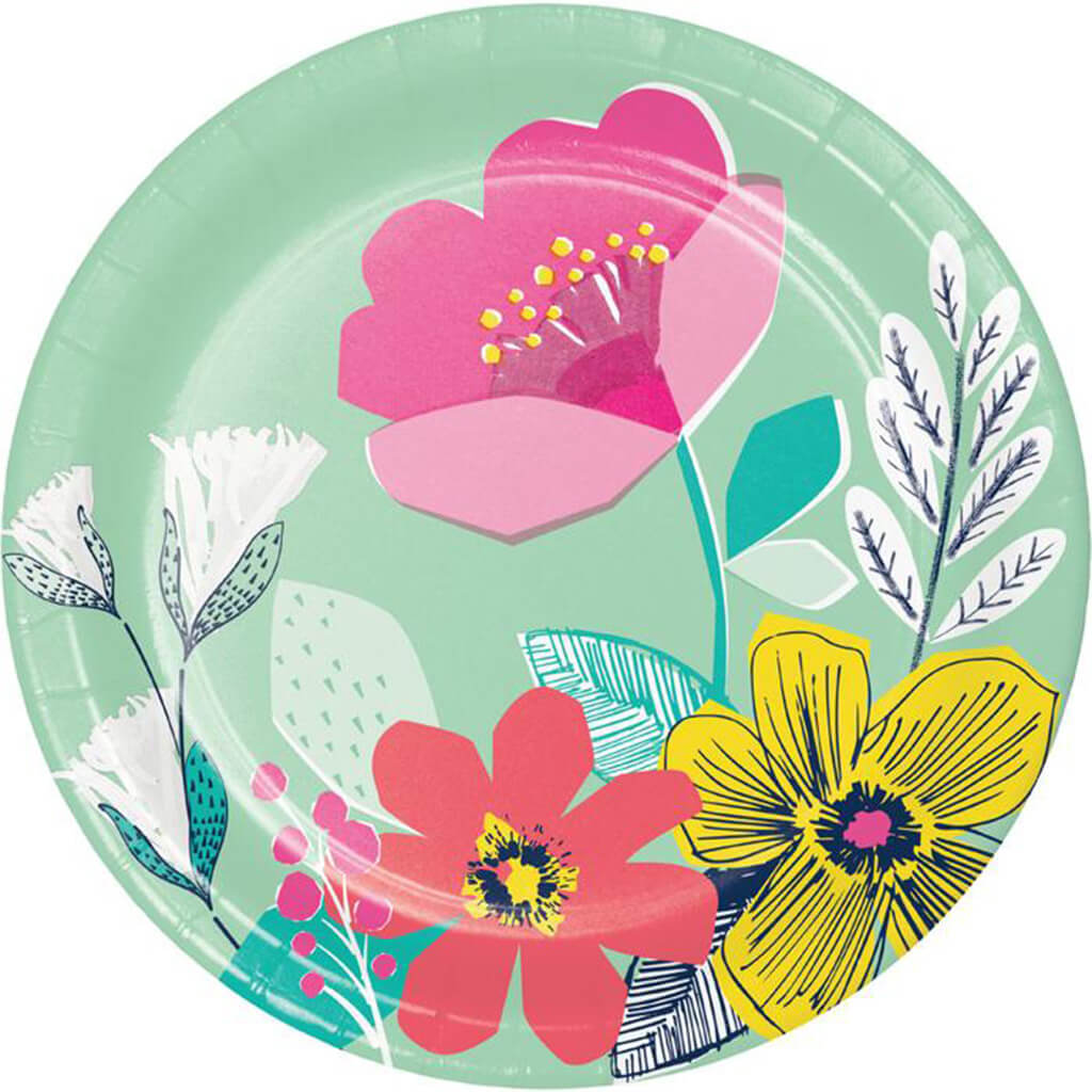 Modern Florals Dessert Plates 8ct