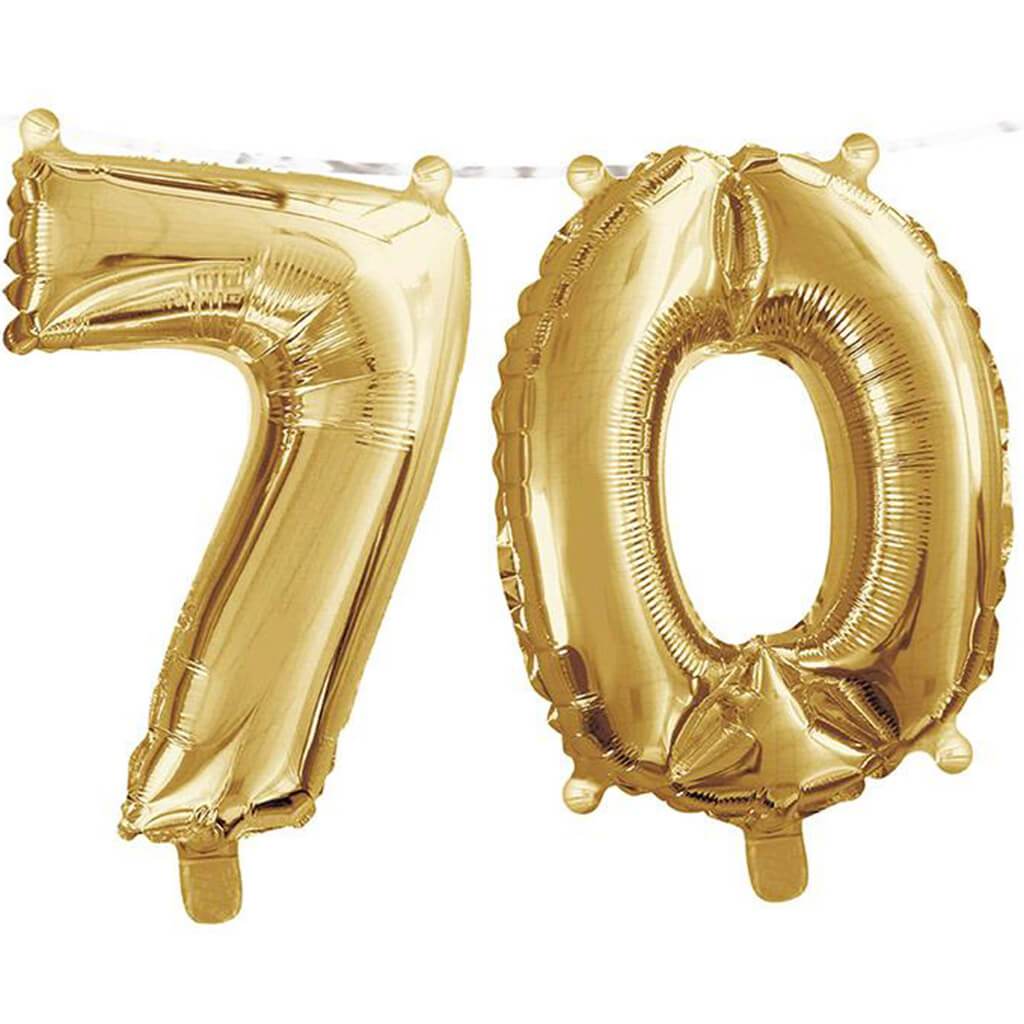 70 Gold Number Balloon Banner 2ct