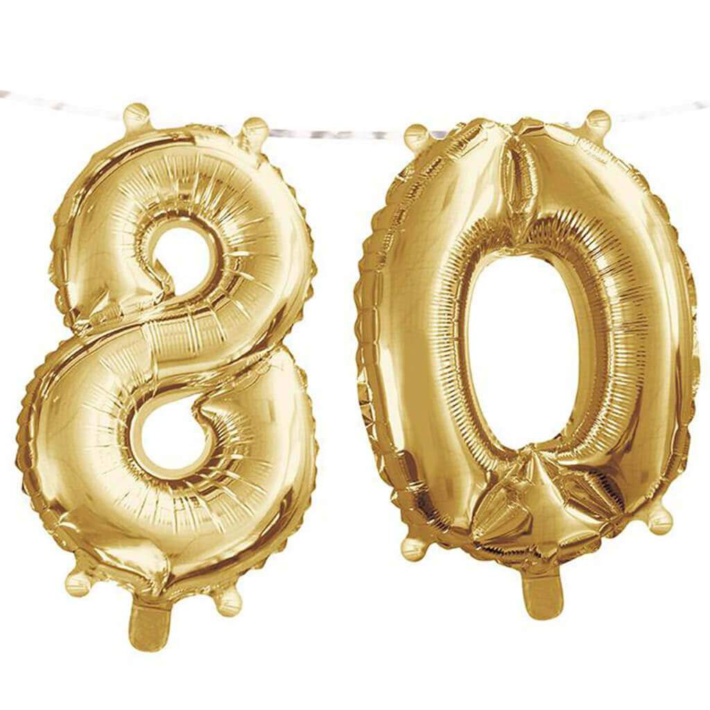 80 Gold Number Balloon Banner 2ct