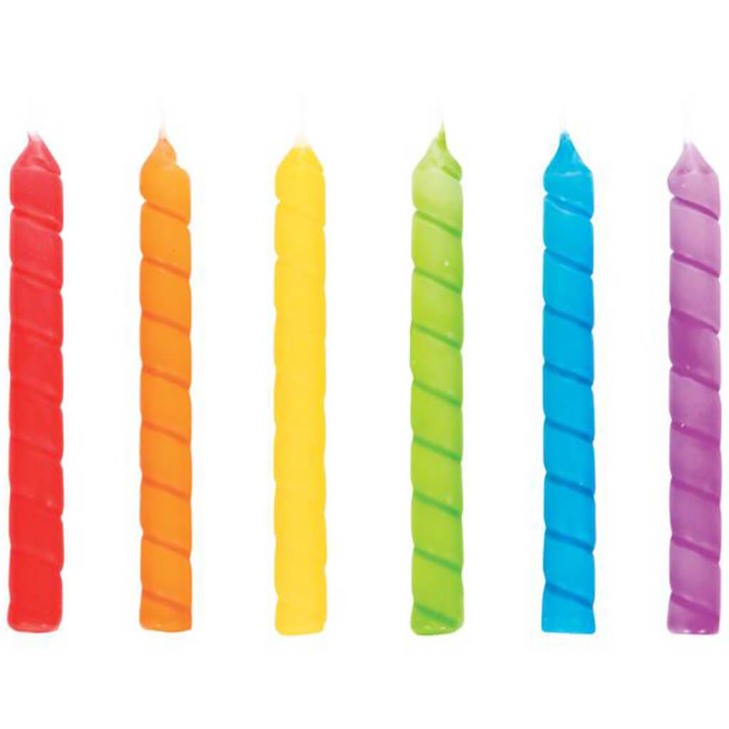 Rainbow Large Spiral Candles 12ct