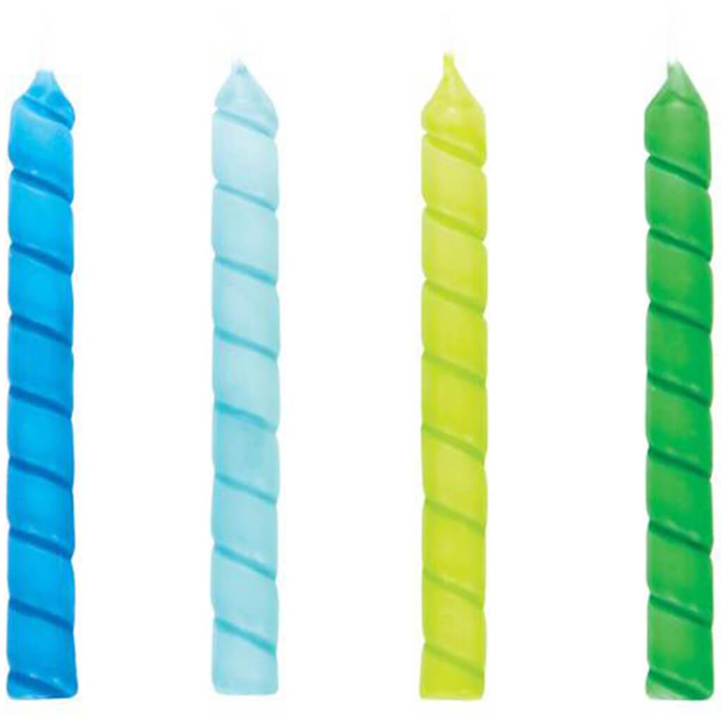 Blue and Green Large Spiral Candles 12ct